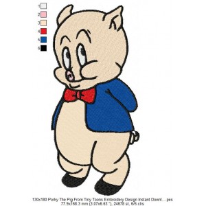 130x180 Porky The Pig From Tiny Toons Embroidery Design Instant Download